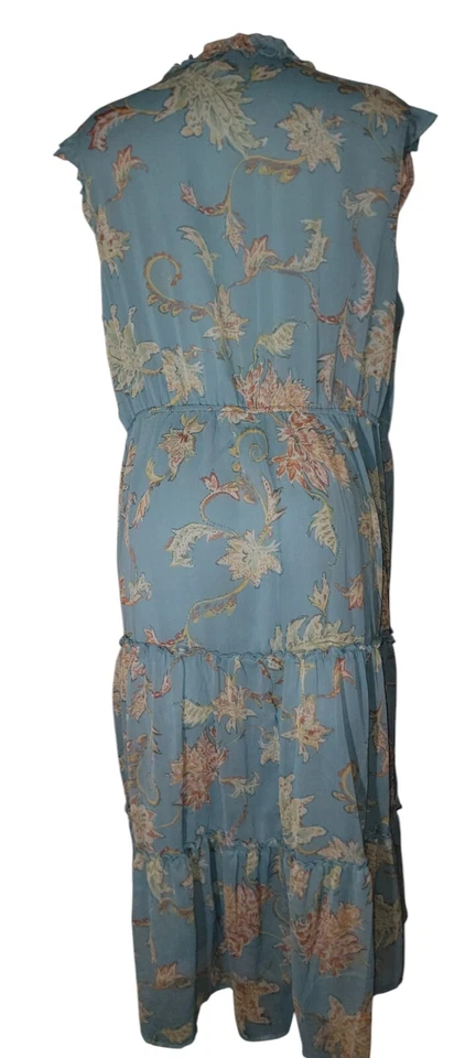 Maxi Vestido Jessica Simpson Talla 1X Para Mujer Azul Floral Borde con Volantes Nivel Cottagecore Foto 2 de 3