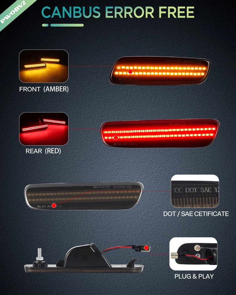 4PCS Front Rear Bumper LED Side Marker Lights Lamps For 2000-2005 Lexus IS300 - Image 3 of 4