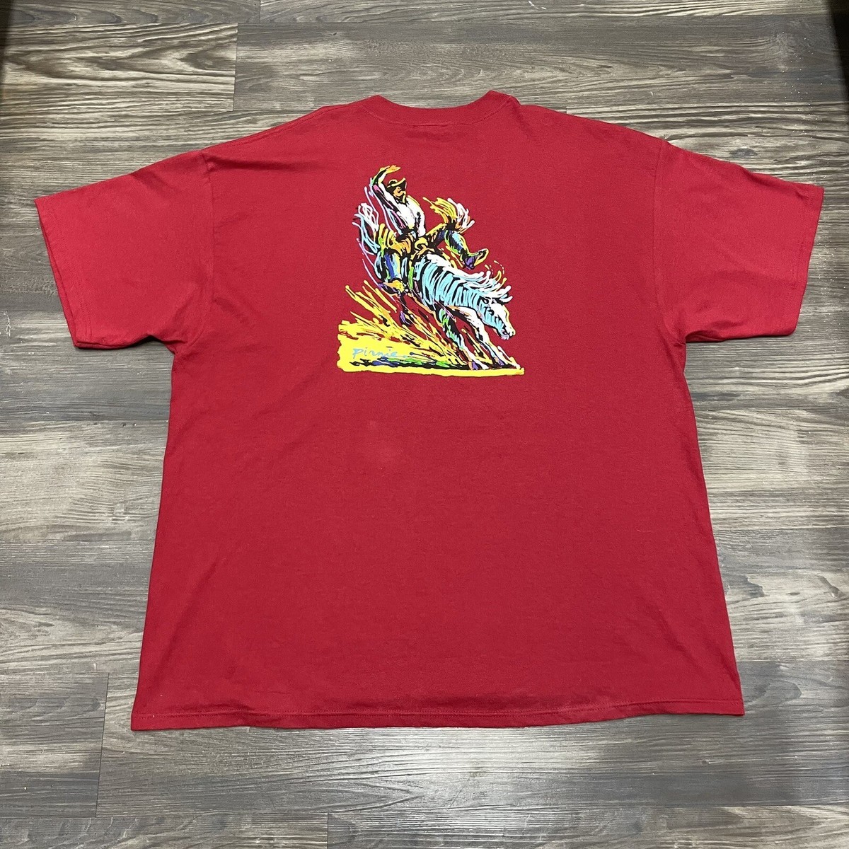 Vintage Wrangler X Pirnie Art Graphic Western Cowboy Rodeo