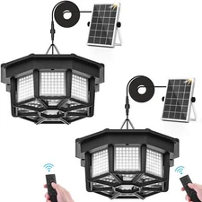 2 Pack Solar Shed Light Indoor Outdoor 1200LM Solar Powered Pendant Daywork L...