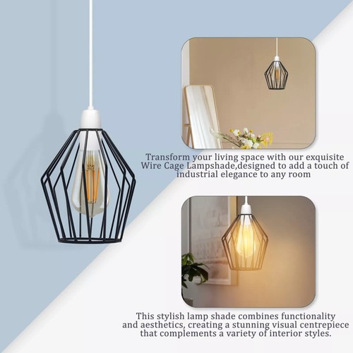 Metal Wire Cage Easy Fit Lampshade Hanging Lamp Shade Vintage Ceiling Lightshade - Picture 137 of 261