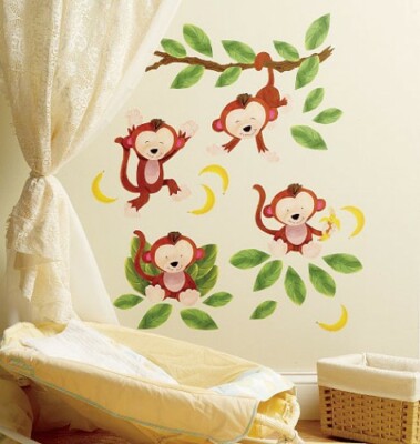 Wallies Wandtattoo Wandsticker, Babyaffen, Affen