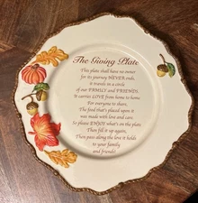 The Giving Plate Thanksgiving Tradition Temptations By Tara Harvest 11.5 inch
