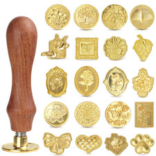 Vintage Wax Seal Stamp Set   20-Piece Classic Seal Heads with Wooden Handle for