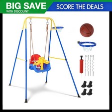 Basketball Hoop 4-in-1 Toddler Swing, Detachable Design Baby Swing Outdoor, Safe