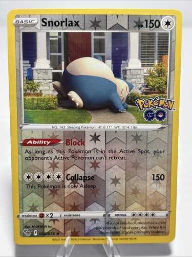 Snorlax 055/078 Pokémon GO Reverse Holo Rare