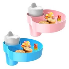 2 Pack Car Seat Cup Holder Snack Tray: Travel Tray for Pink Light Blue 2Pack