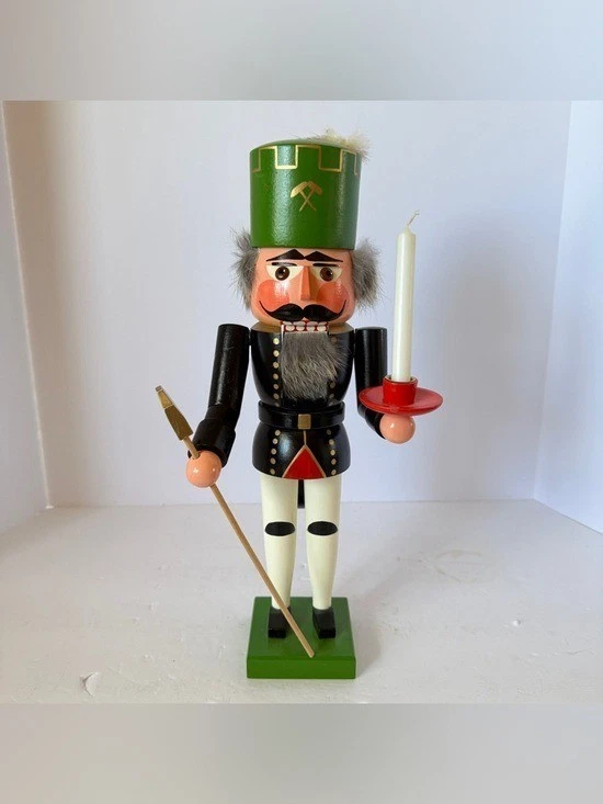 15” Vintage Authentic German Nutcracker Miner Handcrafted Erzgebirge Collectible