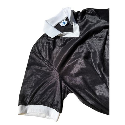 Vtg High 5 Sportswear Metallic Black white soccer official XL Polo Jersey shirt
