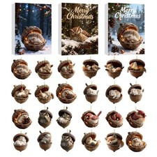 Forest Animal Acorn Ornaments Cozy Forest Christmas Ornaments 2026, 2D Flat