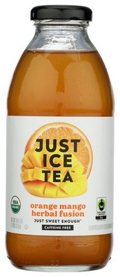 Just Ice Tea Orange Mango Herbal Fusion Organic Iced 16 Fl Oz Bottle