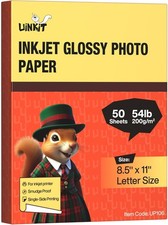 Inkjet Glossy Photo Paper 8.5 x 11 Letter Size 54 lb / 200 gsm 50 Sheets