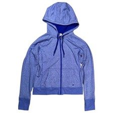 GapFit Breathe Hoodie Women's Sz M Blue Full Zip Blue Terry Thumbholes Active