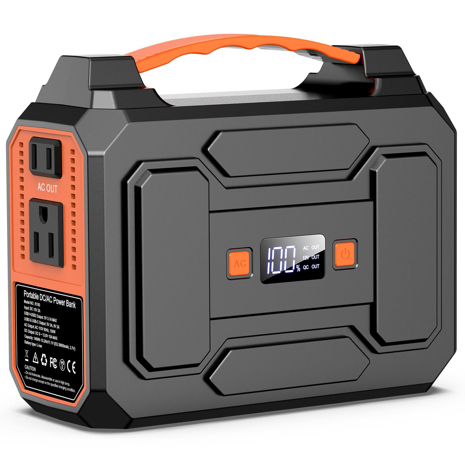 Portable Power Station Bank 200W Peak(100W Rated),146Wh Solar Powered Power B...