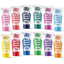 Tub Works  Bath Paint Soap, 12-Pack Non-Toxic Washable Bathtub Paint for Toddler