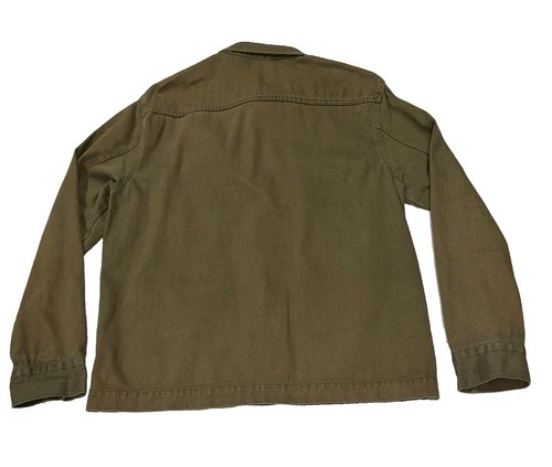ALEX MILL Garment Dyed Work Jacket Chore Coat Recycled Denim Military Green L image 4