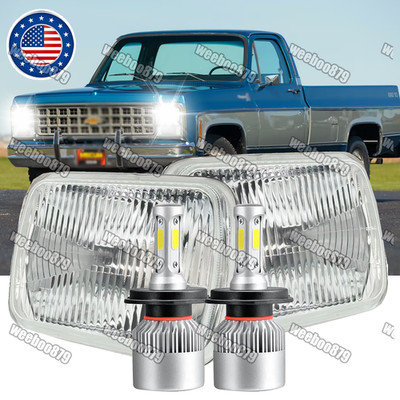 For Chevrolet C10 C20 C30 1981-1986 4X 7x6'' 5x7 LED Headlights Hi/Lo Lamps