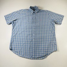 Ralph Lauren Button Down Shirt Blue Green Plaid Short Sleeve Men  s Size XL