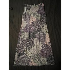 Connected Apparel Purple Paisley Peacock Print Sleeveless Sheath Dress Size 8