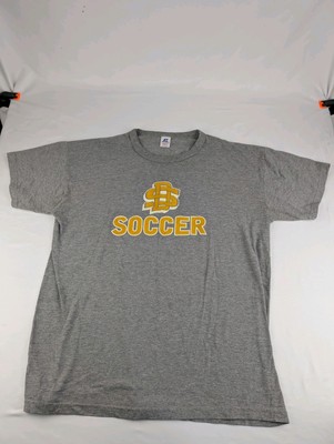 L Vintage SDSU Soccer South Dakota State Jackrabbits Shirt Gray Short Sleeve