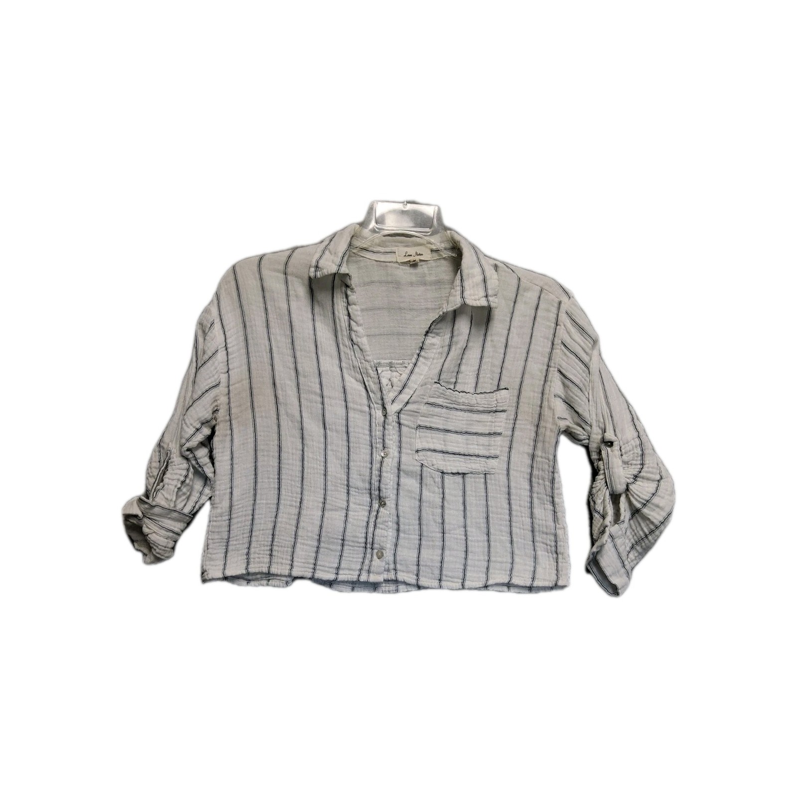 Love Notes Striped Button Front Blouse Women’s M … - image 1