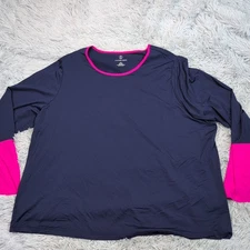 Lands End Shirt Womens 2X Blue Athletic Casual Active Wear Stretch Comfort