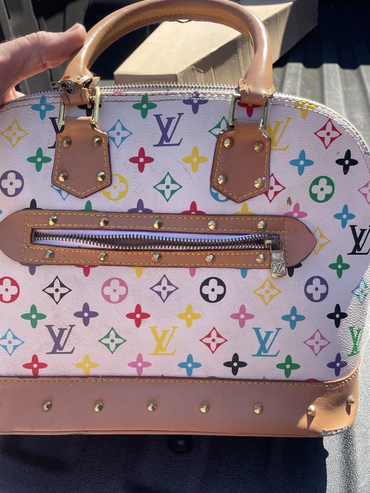 Louis Vuitton Alma Satchel/Top Handle Bag Medium White Canvas - Image 3 of 4