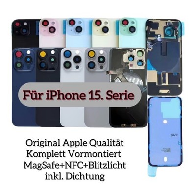Backcover iPhone 15/Pro/Max/Plus Original Qualität Rückseite Vollmontiert OEM