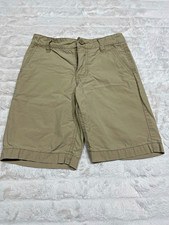 Old Navy Boys Chino Shorts Size 7 Beige Cotton Twill Zip Flat Front Pockets