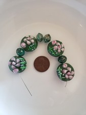 Lampwork Glass Floral Beads Lot Of 8 PC A12 