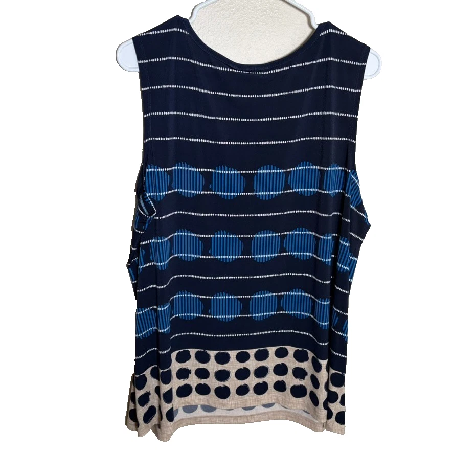 Camiseta sin mangas Susan Graver para mujer 1X cuello redondo ojo de cerradura rayas sin mangas Foto 4 de 4