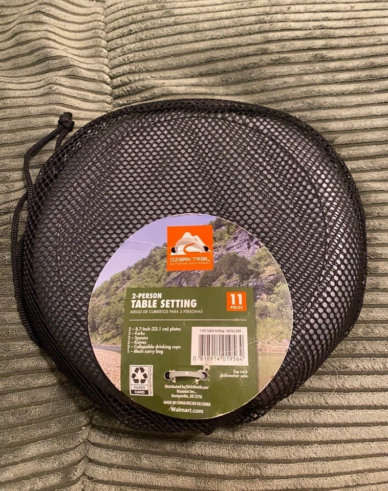 Table Set 2 Person Camp Table Setting Collapsible Cup Ozark Trail Scouts Camping - Image 4 of 4