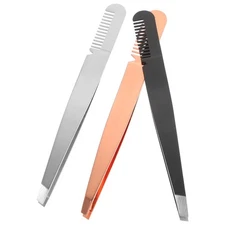 3 Pcs Eyelash Tweezers for Women Stainless Steel Tool Eyebrow Plucking