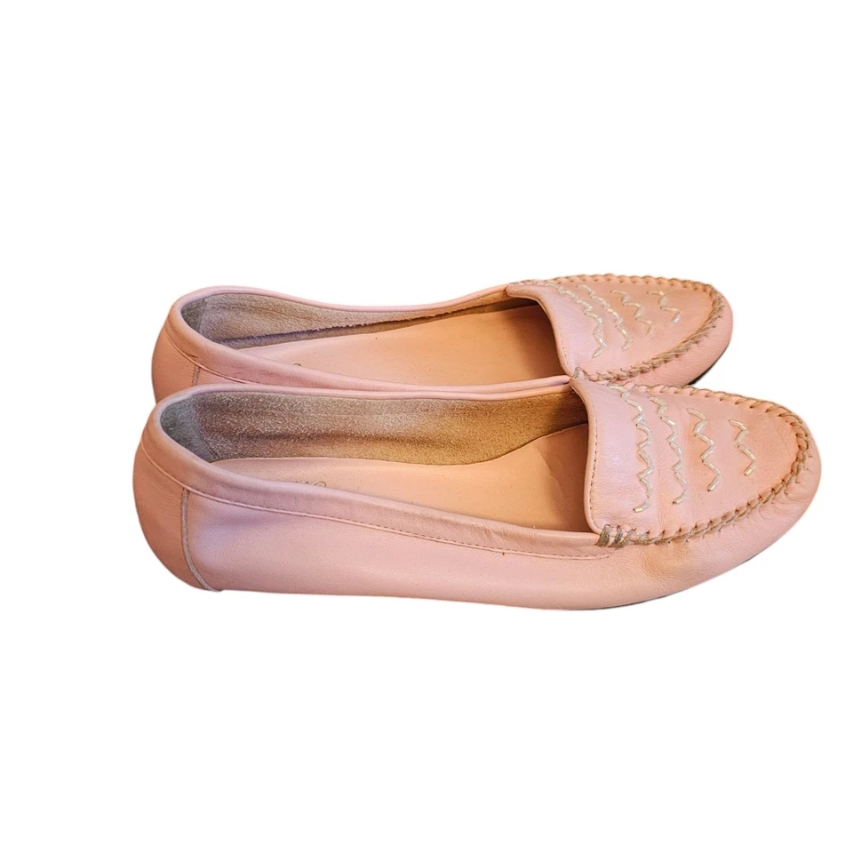 Mootsie Tootsie Light Pink Leather Cottage Coquette Slip On Sz 6.5 Med Foto 3 de 4