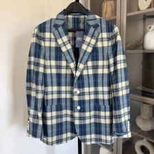 Polo Ralph Lauren Soft Tailored Plaid Cotton Suit Jacket 42R NEW Blue Sport Coat