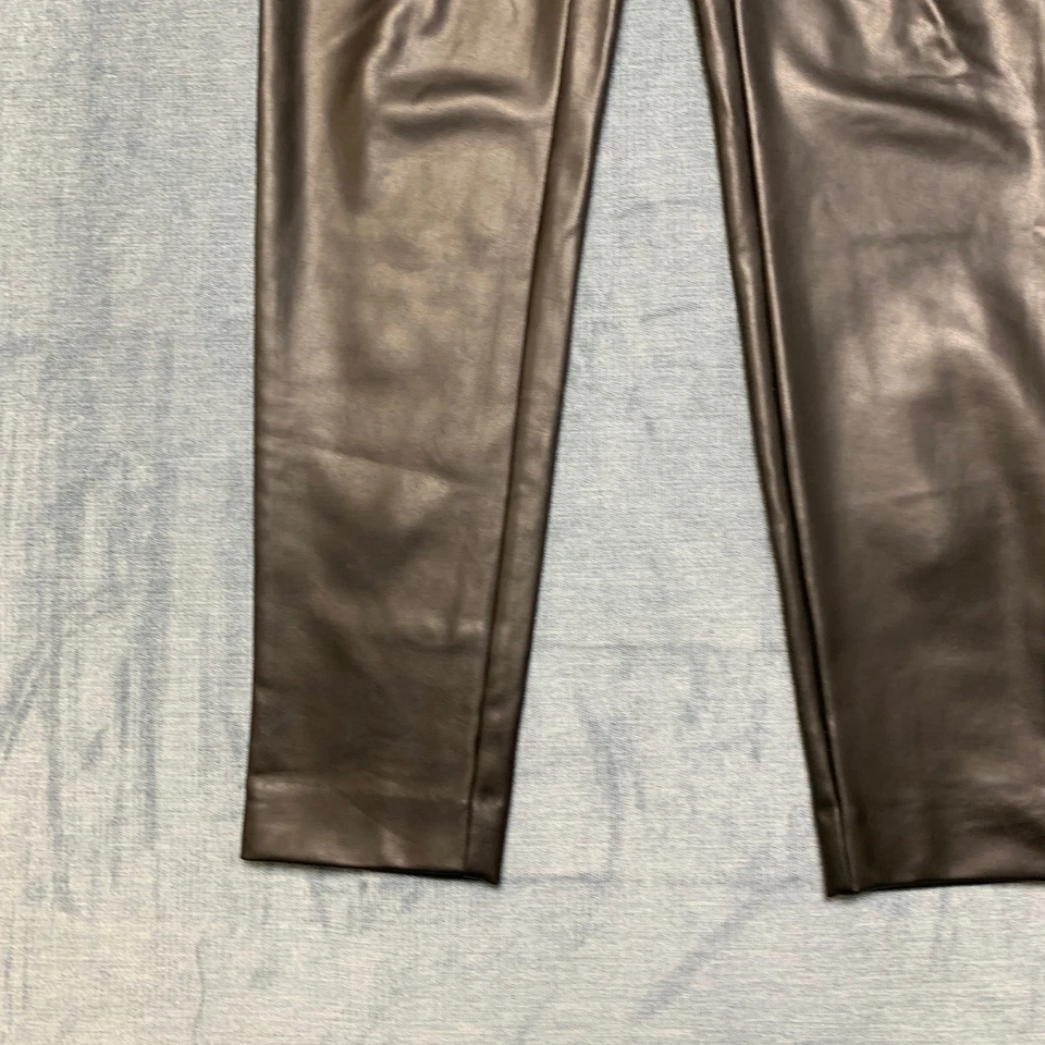 Calvin Klein Faux Leather Pants Womens Medium Black Slim Fit Skinny Leg Business - Image 3 of 4