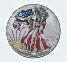 1999 Beautifully Painted/Sticker American Silver Eagle 1 Oz. .999 Fine *564