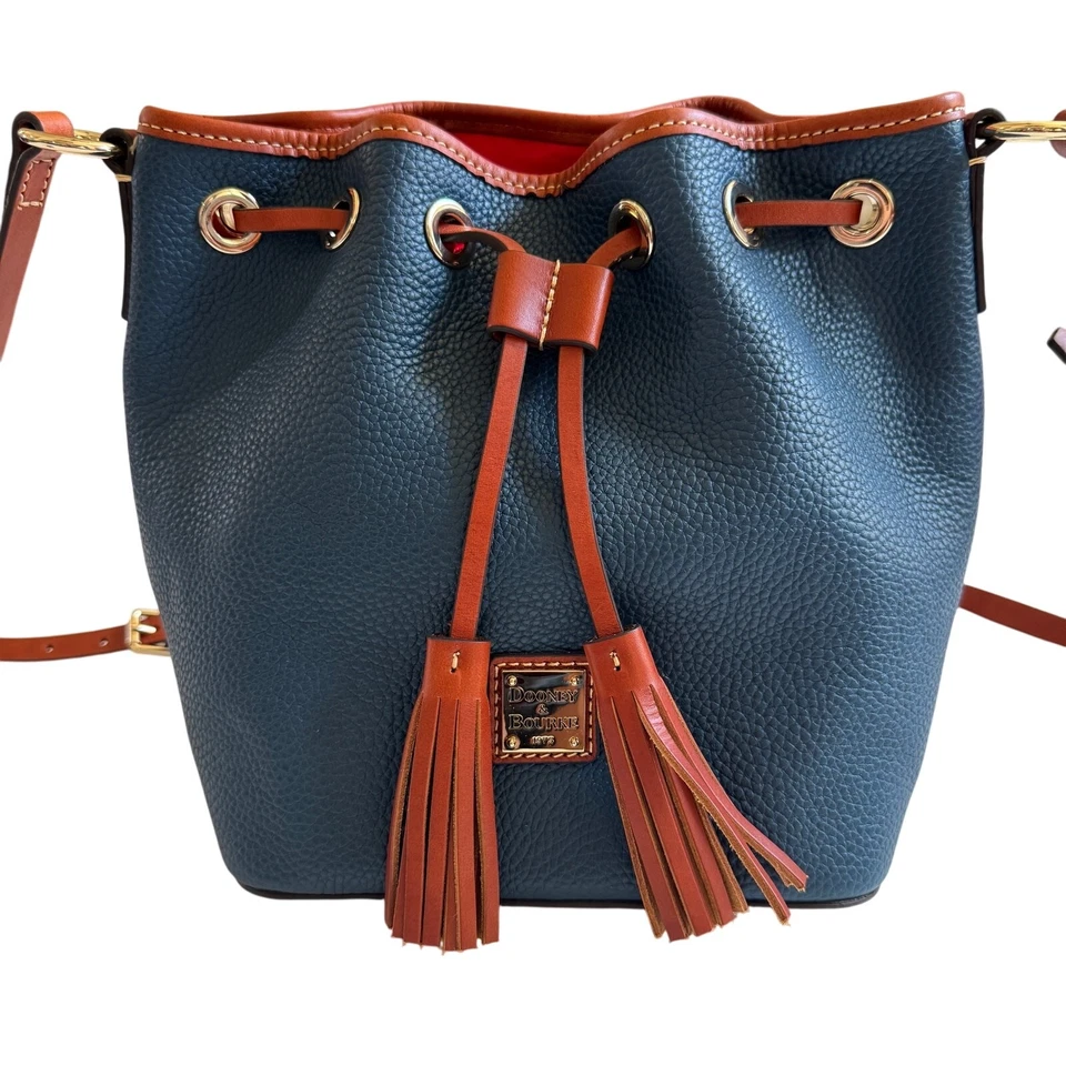 Bolso Bandolera de Cuero Dooney & Bourke Saffiano Serena Nuevo sin Etiquetas Denim Foto 2 de 4