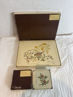 Vintage Kleeblatt Land Tagebuch Sammlung Tischsets & Untersetzer Set in Schachtel