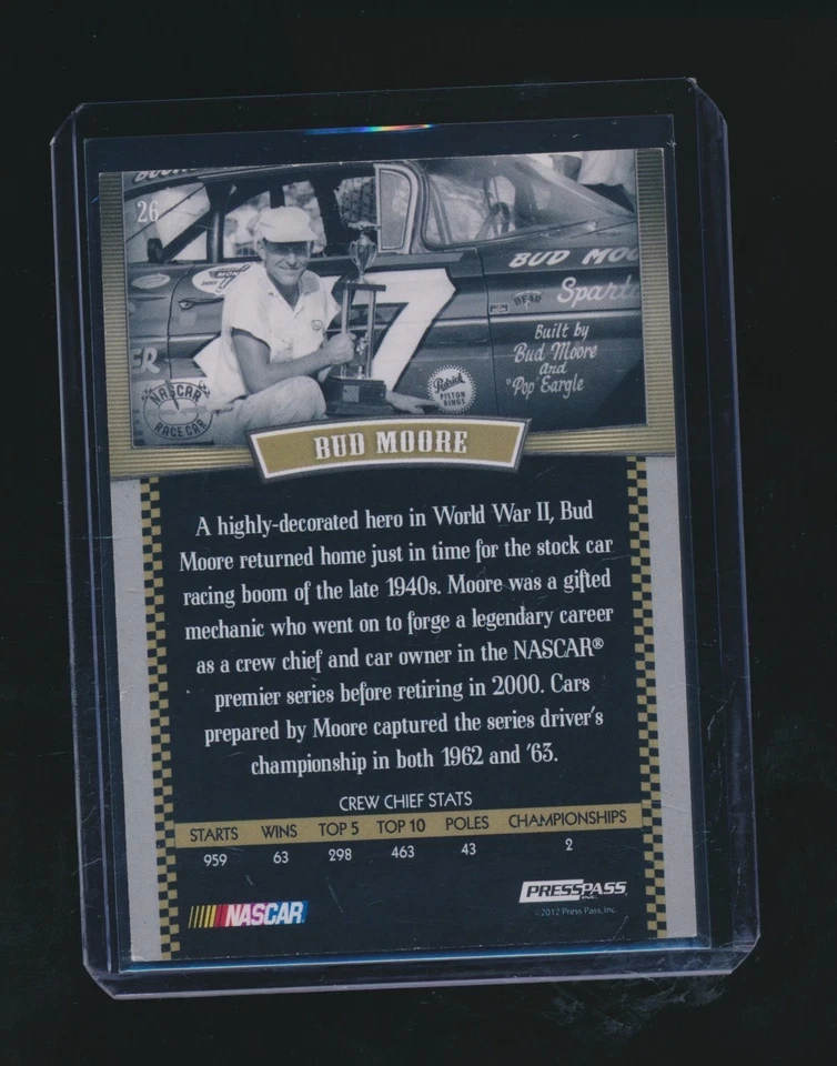 BUD MOORE 2012 PRESS PASS LEGENDS GOLD PARALLEL 013/275 #26 - Image 2 of 2