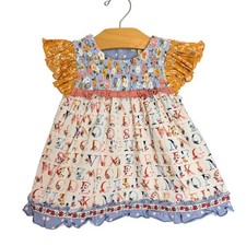 Matilda Jane Girls Alphabet Floral Smocked Flutter Sleeve Dress Size 2 2T
