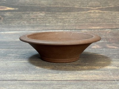 Japanese bonsai pot TOKONAME YAMAAKI Round shape D15.8cm H4.8cm Brown Unglazed