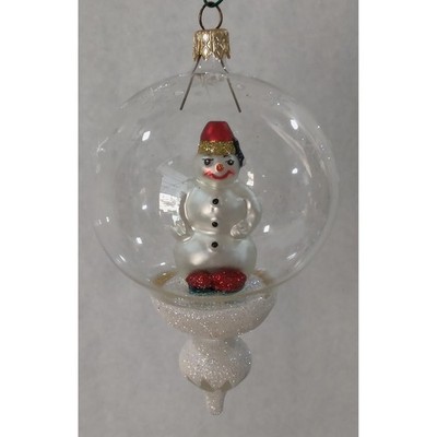 Glass Ornament ''Snowman Globe'' Hand Painted - Made in Poland - Radko Inspired