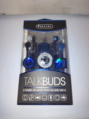 SENTRY TALK BUDS 2 PAIRS OF BUDS WITH IN-LINES MICS.  Phone, tablet, laptop.