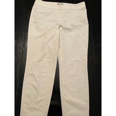 Express Editor Pants Cream White Mid Rise Straight Leg Womens Size 6