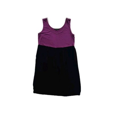 Locker geschnittenes lila Samt/Jersey ärmelloses Midikleid mit U-Ausschnitt für Damen. Groß.