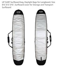 UP SURF Surfboard bag, Daylight Bags for Longboard, 9'6", black and silver