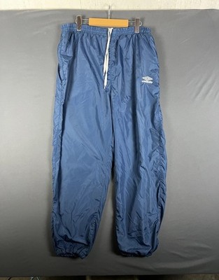Vintage Umbro track pants mens XL blue distressed Mesh Lined nylon drawstring 90