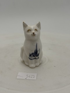 Unusual White Souvenir China Cat Norwich Norfolk