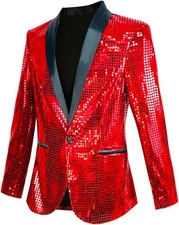 Sequin Metallic Blazer for Men Shiny Tuxedo Jacket for Prom Wedding Party